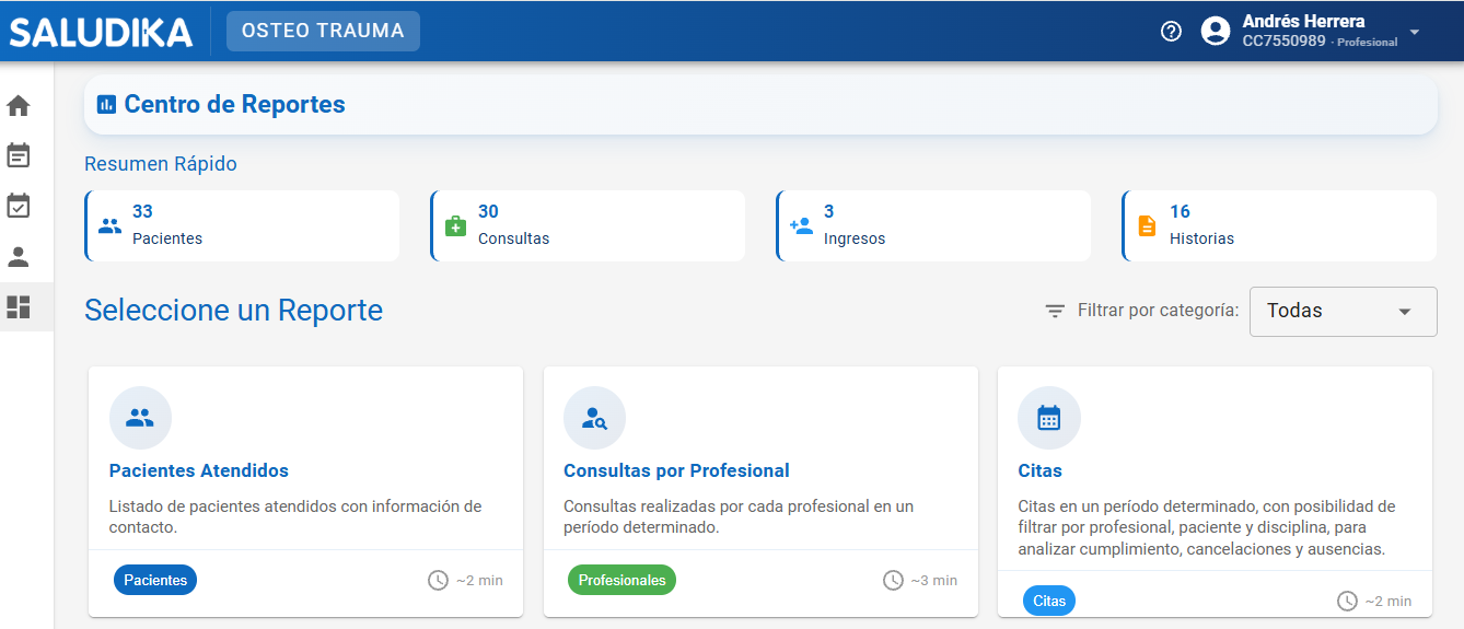 Reportes y estadísticas en Saludika